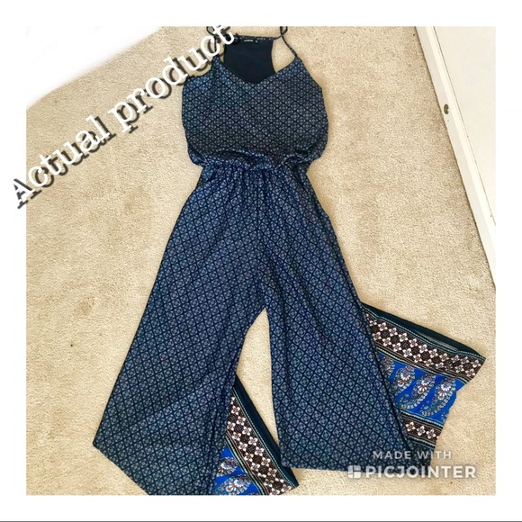 (Last One) Blue Floral Patterned Jumpsuit - Picture 6 of 8